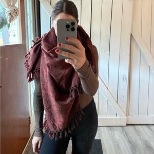 April Cornell blanket scarf cranberry red Fringed Scarf
